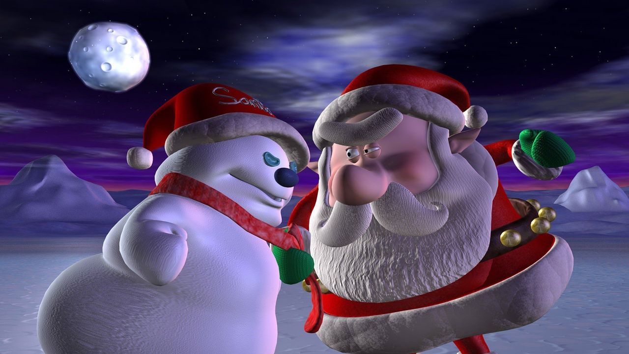 Santa vs. the Snowman 3D Backdrop