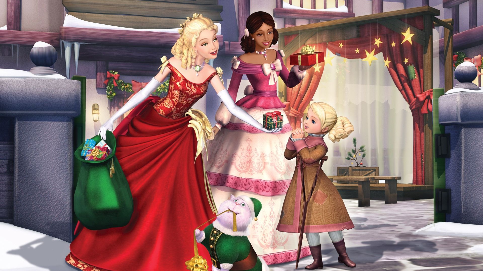 Barbie in 'A Christmas Carol' Backdrop