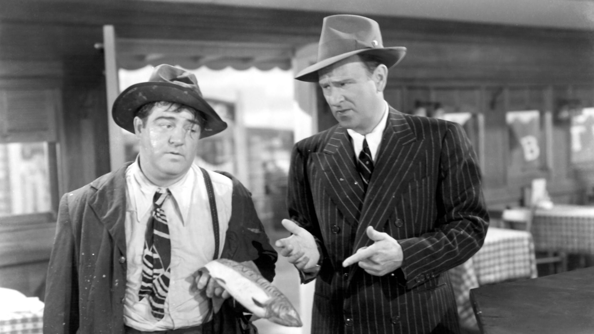 Bud Abbott and Lou Costello in Hollywood Backdrop