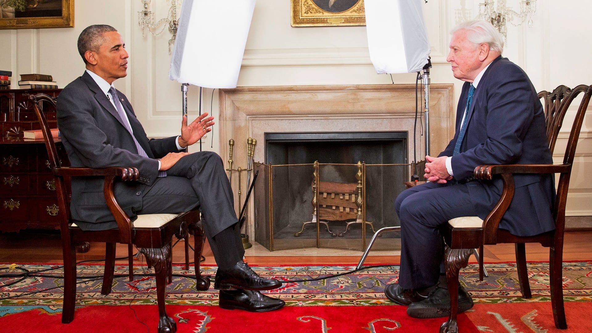 David Attenborough Meets President Obama Backdrop