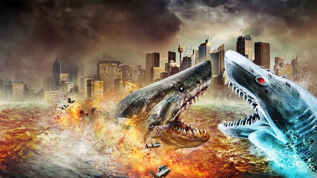 Mega Shark vs. Mecha Shark Backdrop