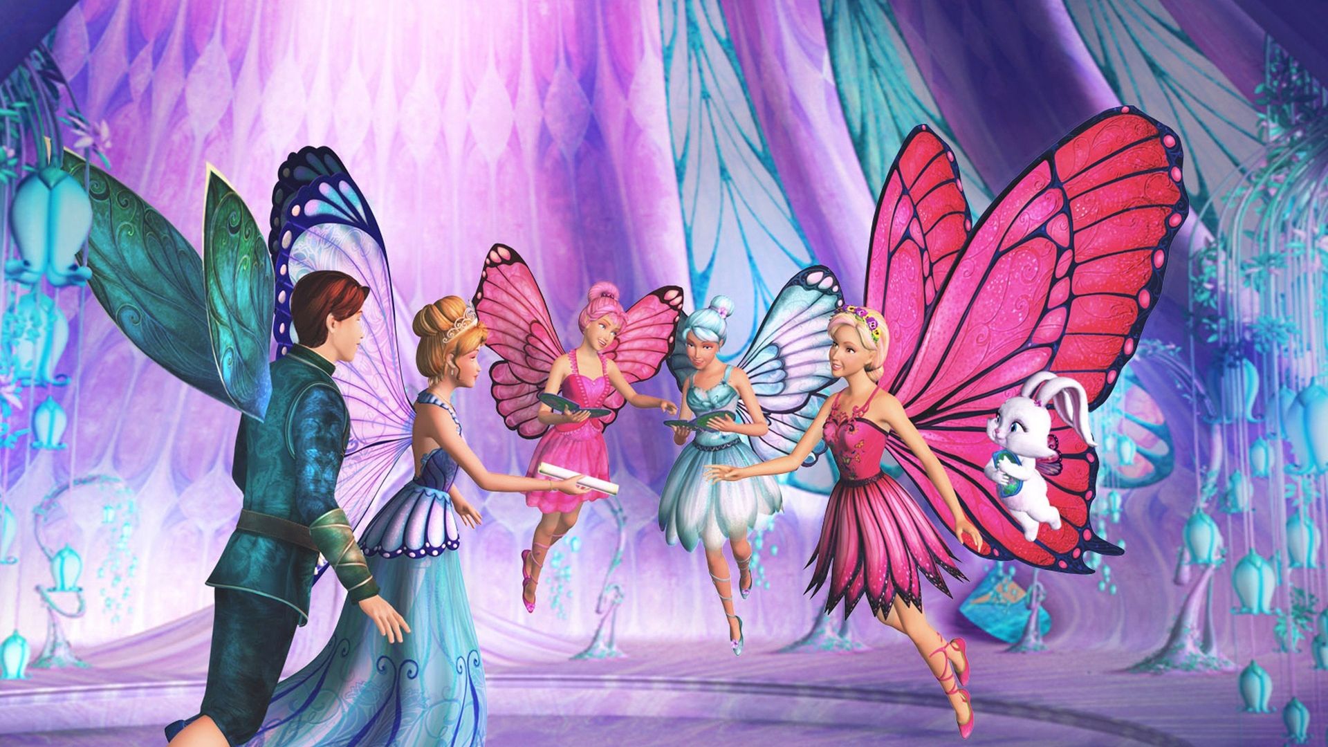 Barbie Mariposa and Her Butterfly Fairy Friends Backdrop