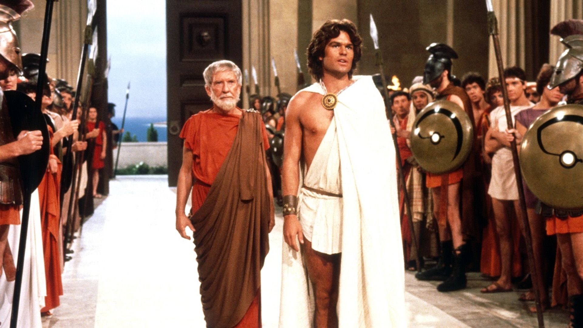 Harry Hamlin as Perseus, Maggie Smith as Thetis, Burgess Meredith as Ammon  and Laurence Olivier as the mighty …