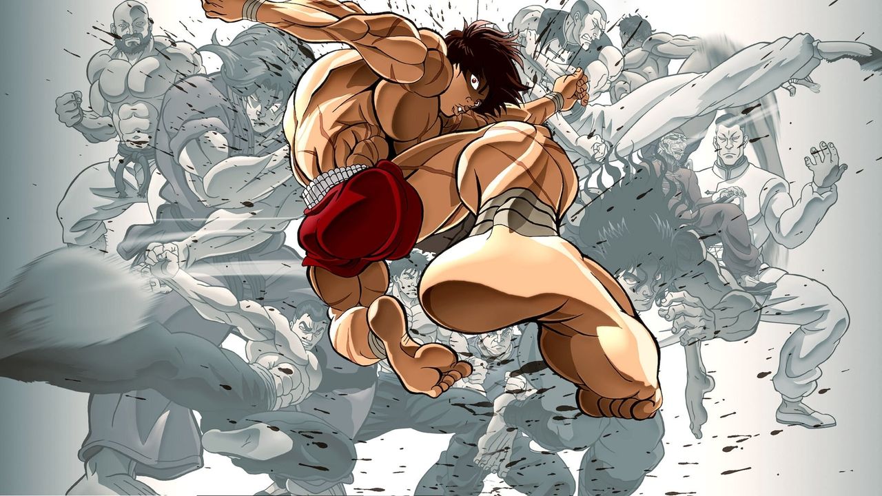 Baki hanma son of ogre anime wallpaper with grey background | Wallpapers.ai
